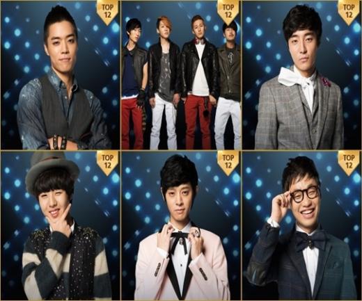 (왼쪽위부터 시계방향) 김정환, 딕펑스, 로이킴, 홍대광, 정준영, 유승우 <사진출처=Mnet \'슈퍼스타K 4\' 홈페이지>