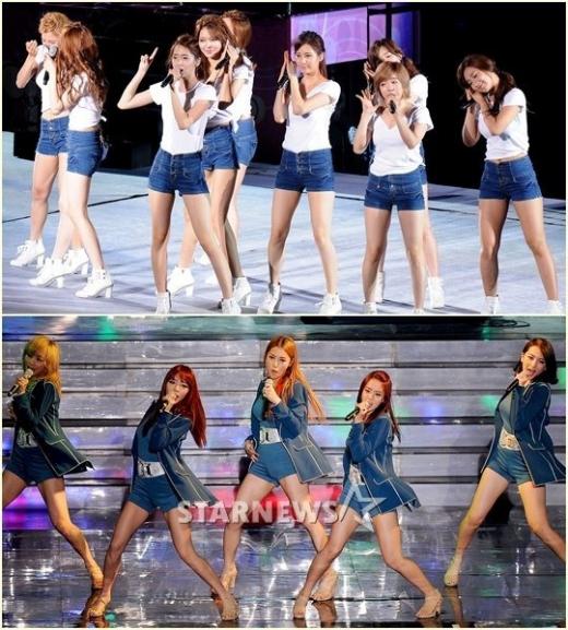 소녀시대(위)와 카라 ⓒ스타뉴스