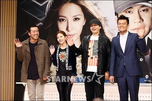 (왼쪽부터) 박성훈PD, 보아, 양현석, 박진영 ⓒ사진=임성균 기자 