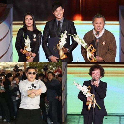 (왼쪽부터 시계방향) 배우 조민수, 이정진, 김기덕 감독, 김수현 작가, 가수 싸이(본명 박재상) ⓒ사진=이기범 기자 leekb@