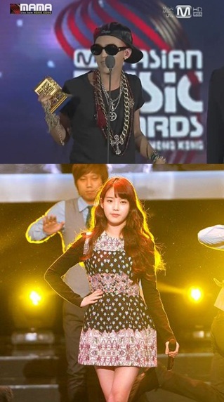 지드래곤(위, 화면캡처=Mnet>과 아이유(ⓒ스타뉴스)