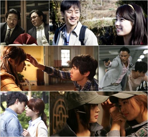 영화 '범죄와의 전쟁', '건축학개론', '늑대소년', '도둑들', '나의 PS 파트너', '도둑들'의 한장면