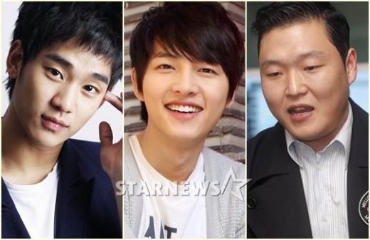 왼쪽부터 김수현, 송중기, 싸이. 머니투데이 스타뉴스