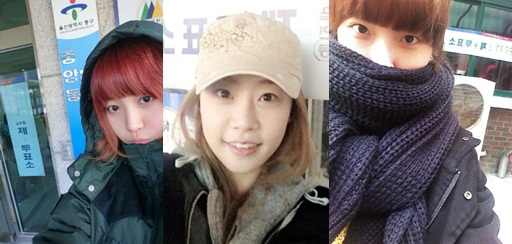 걸스데이 유라(왼쪽부터), 소진, 나인뮤지스 혜미 ⓒ드림티엔터테인먼트, 혜미 트위터   