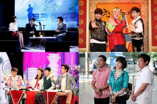 (왼쪽위부터 시계방향) MBC '주병진의 토크콘서트', '무릎팍도사', SBS '힐링캠프, 기쁘지 아니한가', '고쇼' ⓒ사진제공=MBC, SBS, 스타뉴스