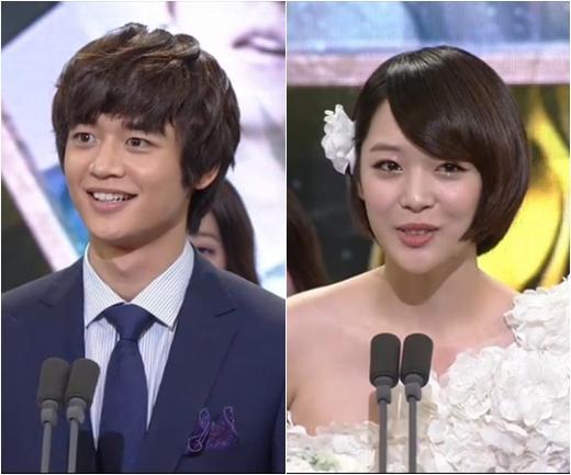 민호(왼쪽)와 설리 <방송캡처=2012 SBS 연기대상> 