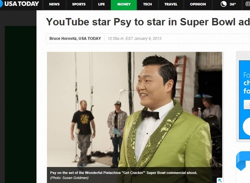 싸이 ⓒ사진=USA투데이 홈페이지에 게재 