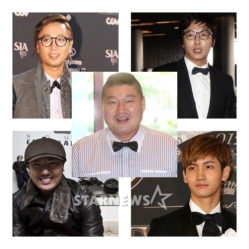 강호동(가운데)과 정재형, 탁재훈, 최강창민, 용감한형제(왼쪽 위부터 시계방향) ⓒ스타뉴스