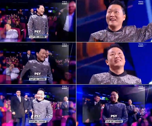 프랑스 NRJ뮤직어워즈에 참석한 싸이 <화면캡처=프랑스 TF1>