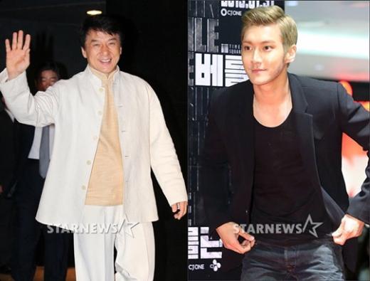(왼쪽부터) 액션스타 성룡, 슈퍼주니어 멤버 최시원 ⓒ사진=스타뉴스