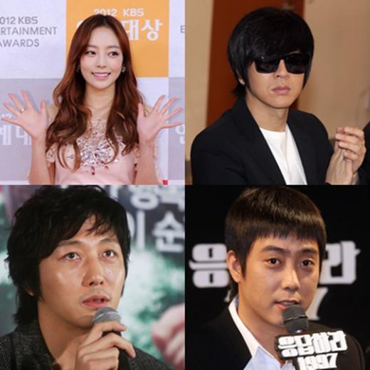 (왼쪽 위부터 시계방향) 카라 멤버 구하라, 가수 윤도현, 은지원, 탁재훈 ⓒ사진=스타뉴스