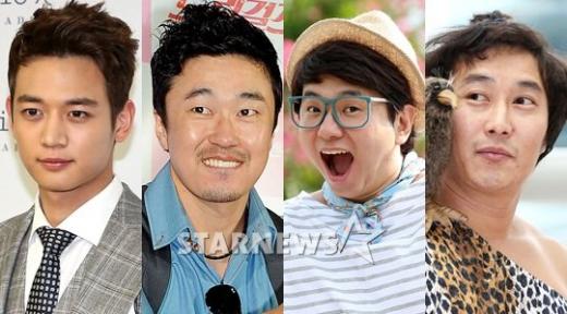 KBS 2TV 새 예능프로그램 '우리동네 예체능' 첫회 게스트들. 샤이니 민호, 조달환, 박성호, 김병만(왼쪽부터) ⓒ스타뉴스