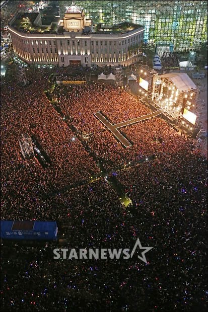지난해 10월4일 싸이 서울시청 앞 공연 당시의 모습 ⓒ스타뉴스