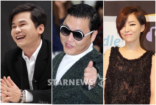 양현석 싸이 가인(왼쪽부터)