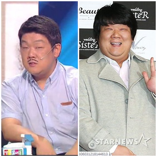 2개월 전부터 운동으로 몸무게 20kg 감량에 성공한 유민상(왼쪽/지난 2일 방송된 KBS 2TV '개그콘서트' 화면캡처)과 운동 전 유민상(오른쪽)
