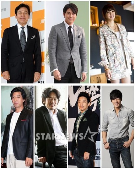 왼쪽 상단부터 시계방향으로 안성기 정우성 이시영 최진혁 이범수 김인권 안길강/사진=머니투데이 스타뉴스