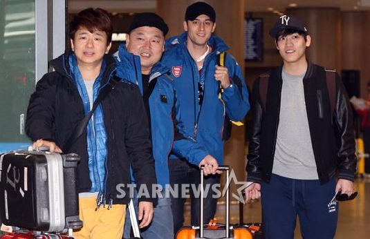 박성호, 강호동, 줄리엔 강, 존 박(왼쪽부터) / 인천국제공항=이기범 기자 
