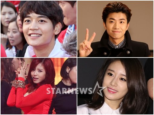 샤이니 민호, 2PM 우영, 티아라 지연, 시크릿 효성(왼쪽 위부터 시계방향) / 스타뉴스
