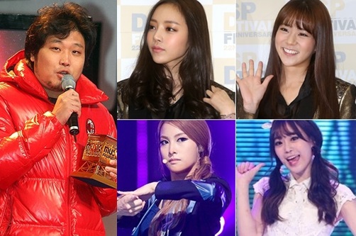 홍원기 감독(왼쪽위부터 시계방향)과 구하라, 한승연, 허영지, 박규리 /사진=스타뉴스 