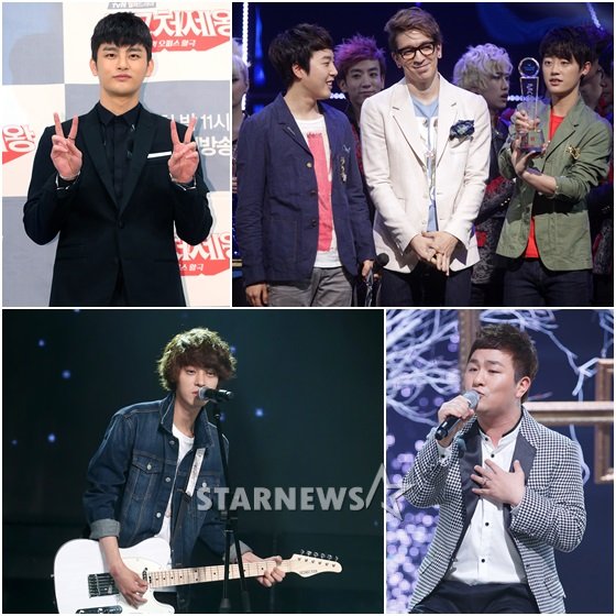 (왼쪽부터 시계방향) 서인국, 버스커버스커, 허각, 정준영/사진=스타뉴스