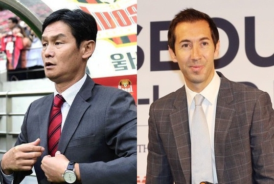 최용수 FC서울 감독(왼쪽)과 마틴 레니 이랜드FC 감독. /사진=OSEN 및 News1<br /><br />
<br /><br />
