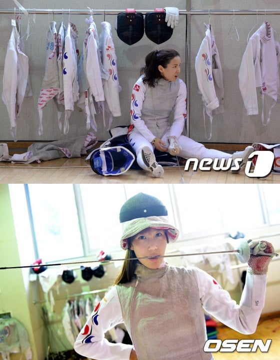 남현희(위)와 전희숙(아래)이 여자 플뢰레 개인전 4강 동반진출에 성공했다./사진=뉴스1, OSEN<br /><br />
