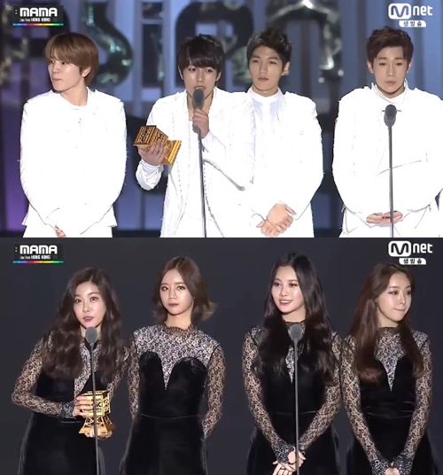 인피니트(위)와 걸스데이 / 화면캡처=2014 MAMA