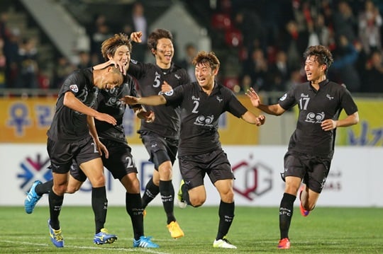 지난 22일 부리람을 제압하고 ACL 16강 진출을 확정한 성남. /사진=성남 제공<br /><br />
<br /><br />
