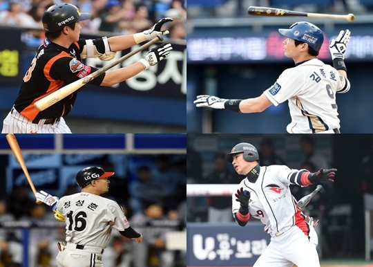 (왼쪽 상단부터 시계방향으로) 롯데 정훈, NC 김종호, kt 김상현, LG 정성훈. /사진=OSEN<br /><br />
<br /><br />
