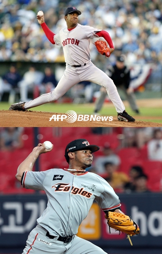 보스턴 레드삭스 시절의 페드로 마르티네즈(위)와 로저스. /AFPBBNews=뉴스1, 한화 이글스 제공