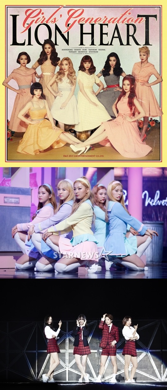 (위에서부터) 차례로 컴백을 앞둔 소녀시대, 레드벨벳, f(x) / 사진제공=SM엔터테인먼트, 스타뉴스 