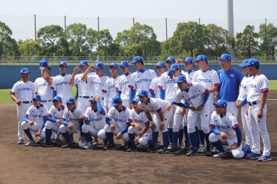 한국 청소년 야구대표팀. /사진=대한야구협회 제공<br /><br />
<br /><br />
