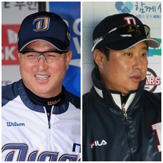 NC 김경문 감독(왼쪽)과 두산 김태형 감독. /사진=뉴스1<br /><br />
<br /><br />
