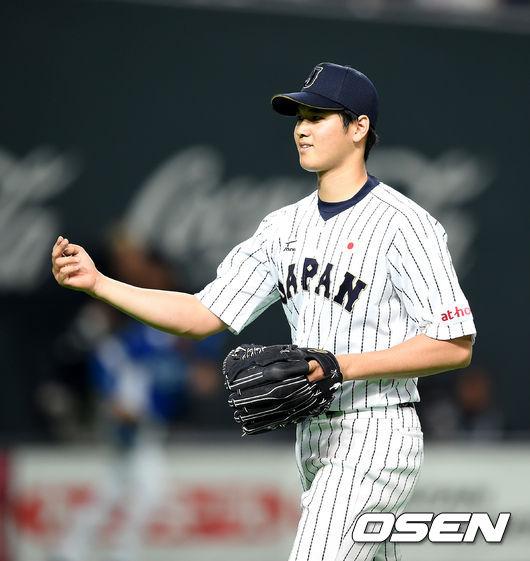 161km의 강속구를 뿌리며 한국 타선을 잠재운 오타니 쇼헤이. /사진=OSEN<br /><br />
<br /><br />
<br /><br />
