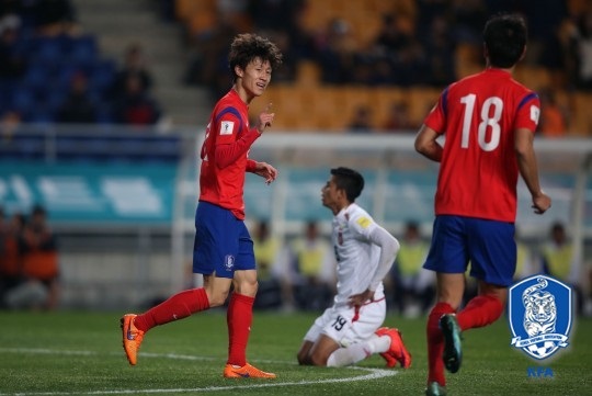 한국이 이재성(왼쪽)의 선제골, 구자철의 추가골을 앞세워 미얀마를 2-0으로 제압했다. /사진=대한축구협회 제공