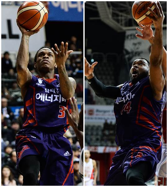 조 잭슨(왼쪽)과 제스퍼 존슨. /사진=KBL 제공<br /><br />
<br /><br />
