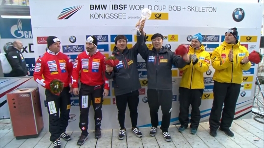 원윤종, 서영우 조가 세계랭킹 1위를 유지했다. /사진=대한봅슬레이스켈레톤경기연맹 제공<br /><br />
<br /><br />
