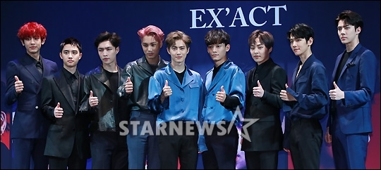 엑소 멤버 찬열, 디오, 레이, 카이, 수호, 첸, 시우민, 백현, 세훈(사진 맨 왼쪽부터 오른쪽으로)/사진=김창현 기자