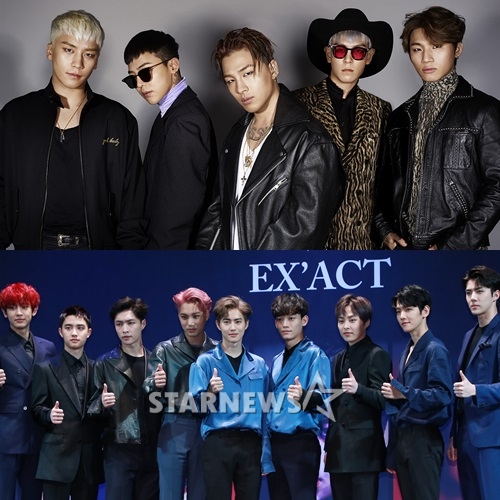 / 빅뱅(위, 사진출처=YG엔터테인먼트)과 엑소(사진=스타뉴스)