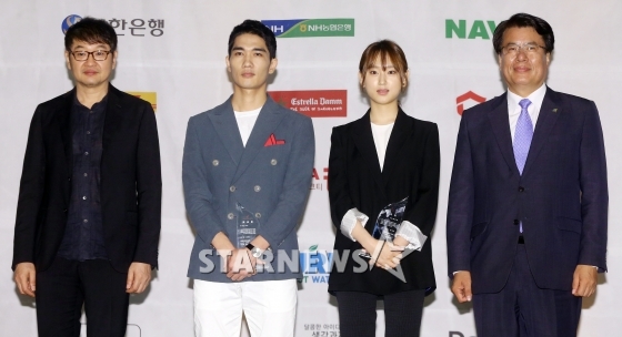 허진호 제천국제영화제 집행위원장, 배우 엄태구, 류혜영, 이근규 조직위원장(왼쪽부터) / 사진=스타뉴스