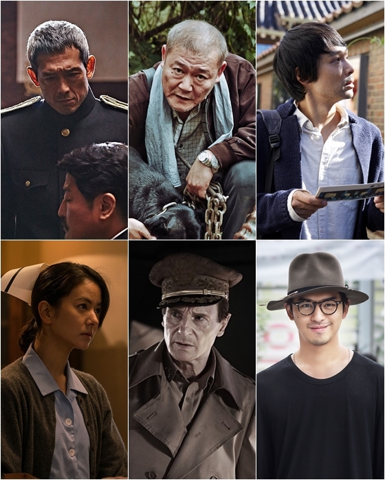 '밀정'의 츠루미 신고, '곡성'의 쿠니무라 준, '최악의 하루'의 이와세 료, '목숨 건 연애'의 진백림, '인천상륙작전'의 리암 니슨, '덕혜옹주'의 아키바 리에 / 사진=스틸컷