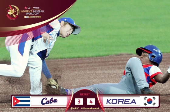 쿠바에 역전승을 거둔 여자야구대표팀 /사진=WBSC SNS 캡처