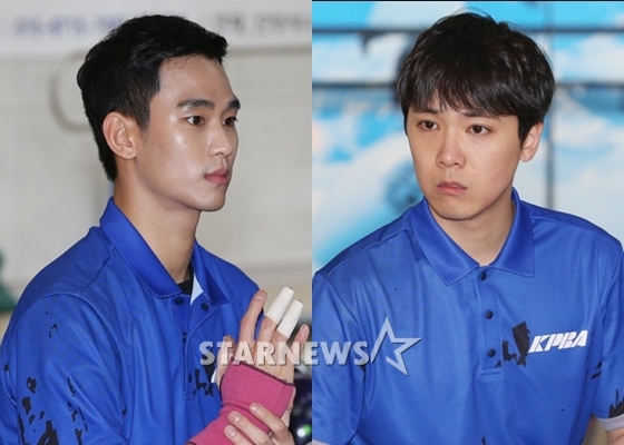 23일 한국 프로볼러 남자 22기 선발전 1차 실기에 출전한 김수현과 이홍기 / 사진=이동훈 기자 