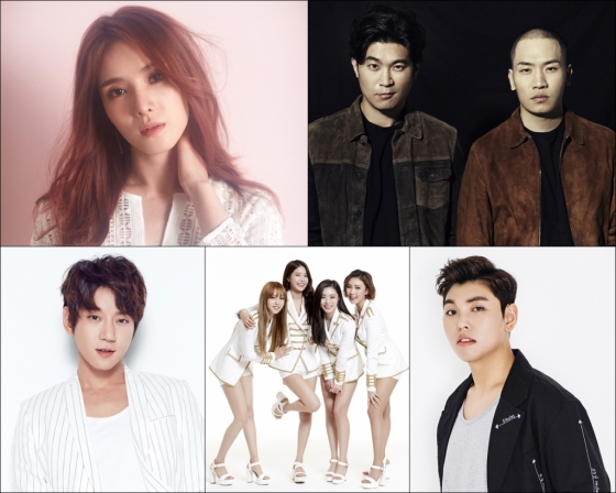 2016 Asia Artist Awards 가수 부문 3차 라인업. /사진제공=거미-씨제스엔터테인먼트, 다이나믹듀오-아메바컬쳐, 마마무-RBW, 황치열-HOW엔터테인먼트, 한동근-플레디스