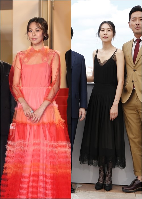 '아가씨' 김민희의 지난해 칸영화제 레드카펫 모습(왼쪽)과 공식 포토콜 모습 / 사진=칸영화제 공식 홈페이지<br /><br />
