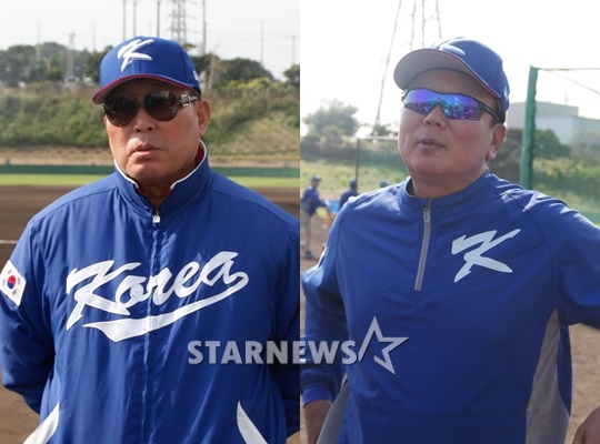 WBC 대표팀 김인식 감독과 선동열 투수코치. /사진=김동영 기자<br /><br />
<br /><br />
