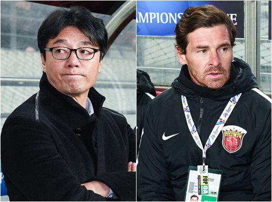 왼쪽부터 황선홍 감독, 안드레 비아스 보아스 감독 