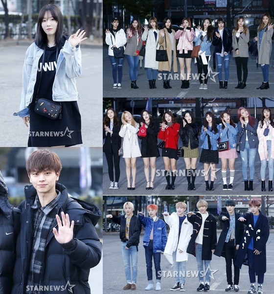 10일 오전 KBS 2TV '뮤직뱅크' 리허설을 위해 '출근'하고 있는 가수들. 태연, 트와이스, 여자친구, NCT드림, 육성재(왼쪽 위부터 시계방향) /사진=김휘선 기자