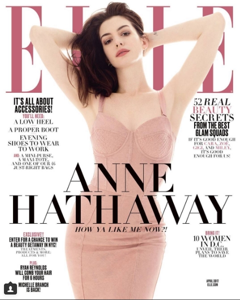 앤 해서웨이 잡지 표지 / 사진=Elle USA 인스타그램