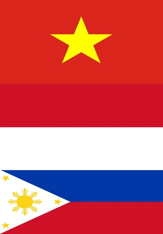 VIP 베트남, 인도네시아, 필리핀 국기 (위에서부터 아래로) 